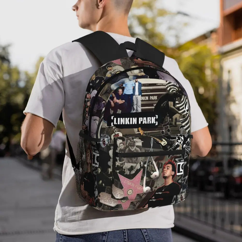 L-Linkin-S P-Park-S Band Mochila para estudiantes Mochila escolar Mochila de viaje para senderismo para niños y niñas Mochila de moda Bolsos de hombro
