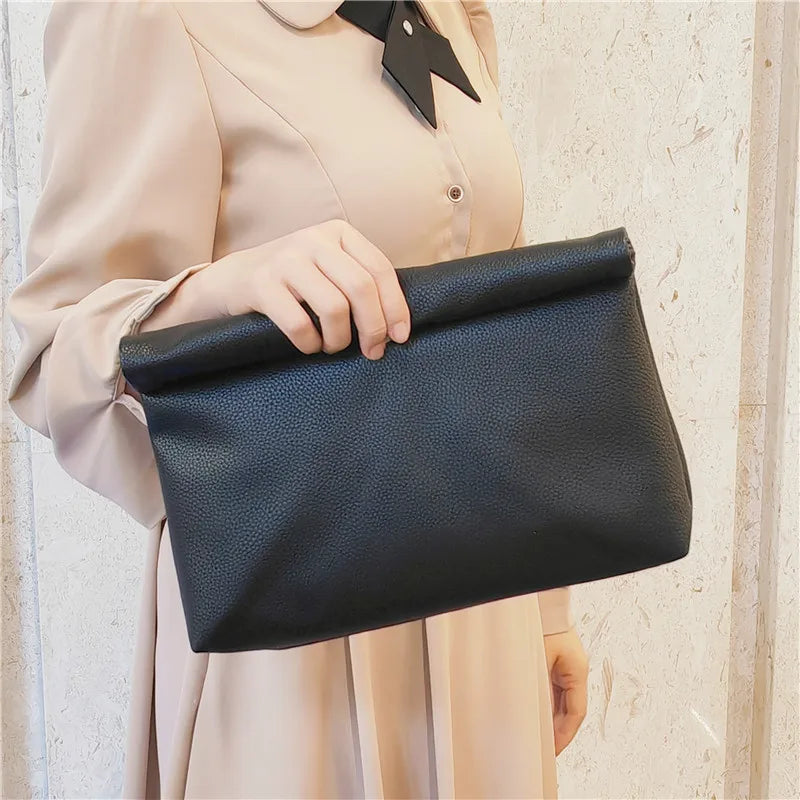 Bolsos de mano informales para mujer, bolsos de noche de cuero PU suave, bolso tipo sobre para fiesta, bolso para teléfono y portátil, Bolso de mano