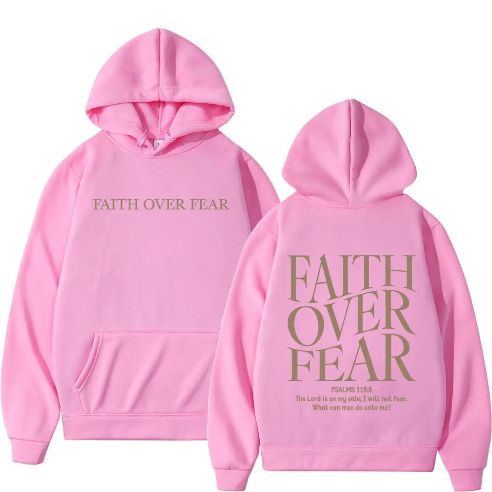 Faith Over Fear-sudaderas con capucha para hombres y mujeres, sudaderas con capucha de lana de gran tamaño, moda Harajuku, versículo de la Biblia de Jesús, Otoño e Invierno