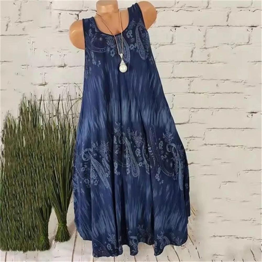 Women's Tie-Dye Print Mini Dresses, Sleeveless 3D Printed Summer Dresses, Vintage Style, Casual Dress for Ladies, Plus Size 3XL