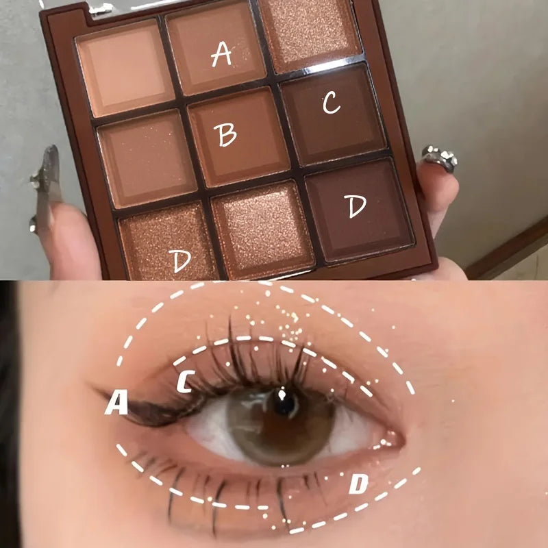 2024 Mocha Chocolate 9 colores paleta de sombra de ojos mate nacarado brillo acabado maquillaje paleta de sombra de ojos de Chocolate