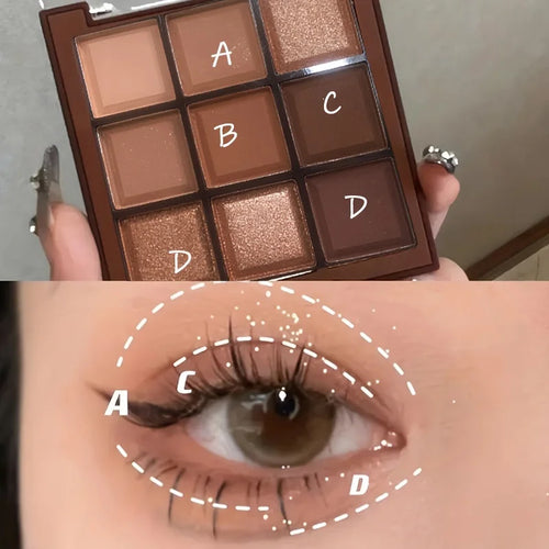 2024 Mocha Chocolate 9 colores paleta de sombra de ojos mate nacarado brillo acabado maquillaje paleta de sombra de ojos de Chocolate