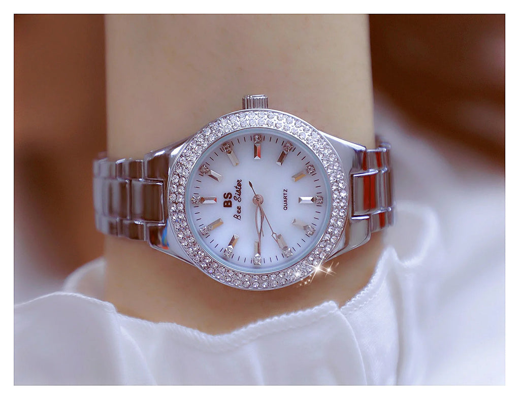 Reloj BS para mujer Beimu Face clásico ligero marca de lujo temperamento pulsera de Metal resistente al agua relojes de cuarzo de moda para mujer