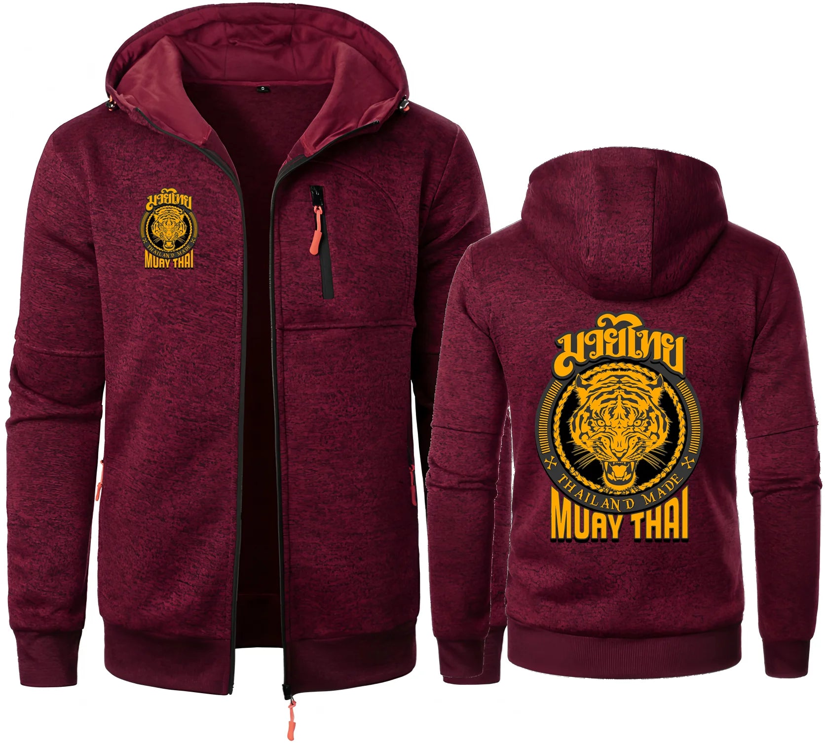MMA Muay Thai Tiger hombres sudaderas con capucha Tailandia lucha definitiva marcial Zip Jacquard Sudadera con capucha polar Ufcs Sudadera con capucha