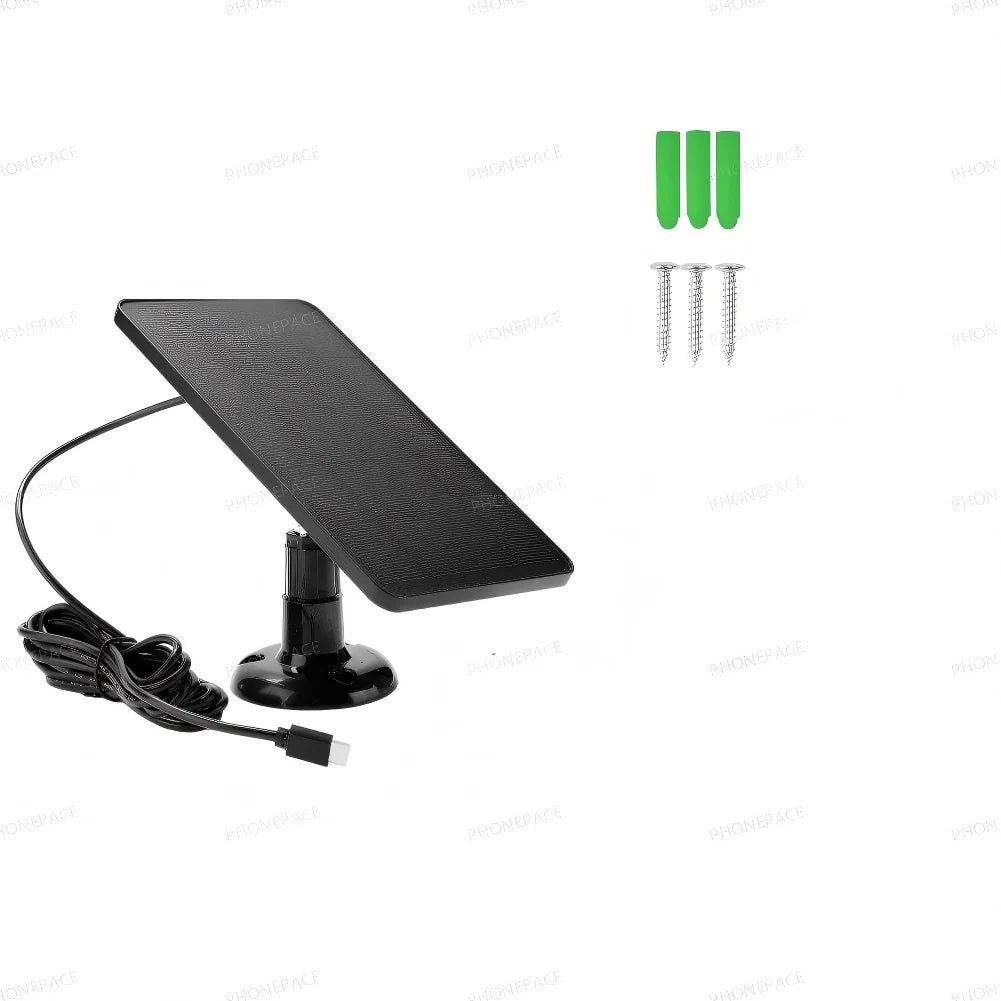 Panel Solar Cargador USB-C 4W IP65 para Cámaras de Seguridad y Luces LED | Clikymport