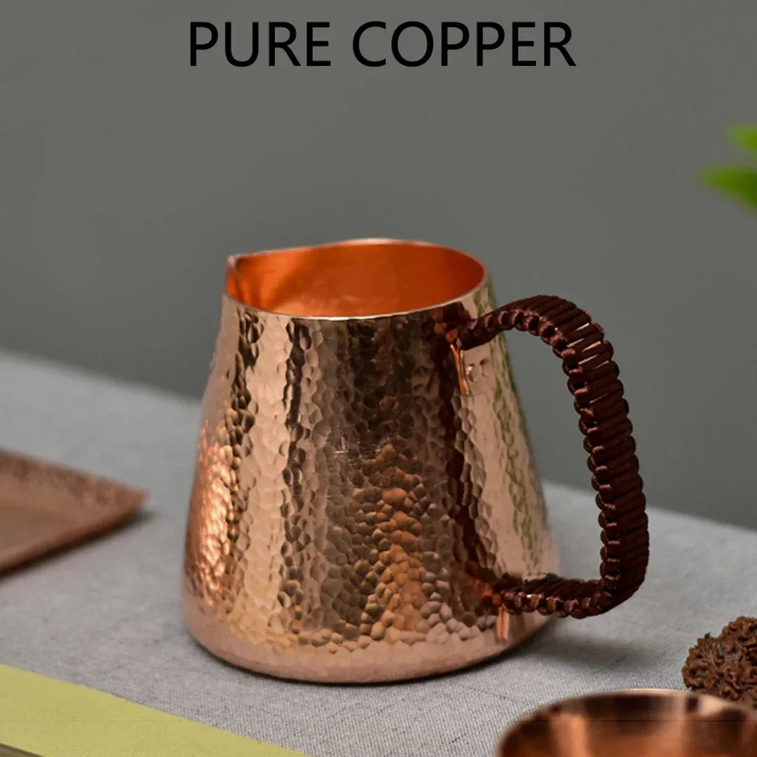 Jarra para Latte de cobre puro de 500ml, jarra para leche, ollas de agua, hervidores, martillo, vajilla artesanal para bebidas