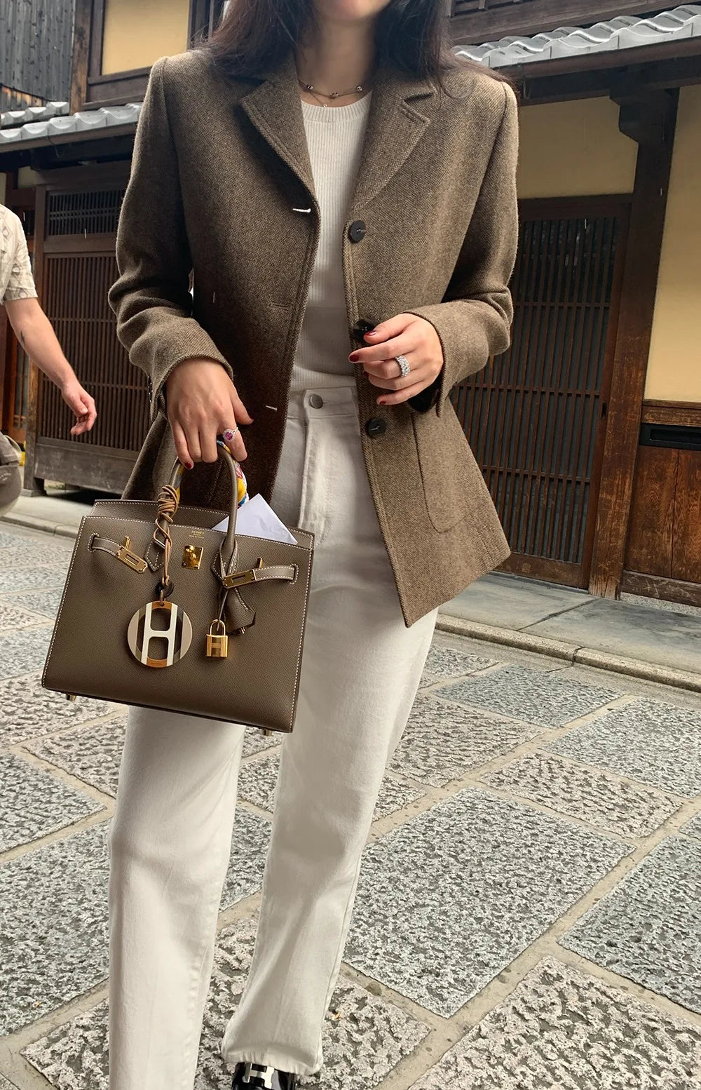 Chaqueta de traje de lana elegante coreano para mujer Otoño e Invierno Slim Fit marrón viajero abrigo de lana de gama alta Blazers ropa de mujer