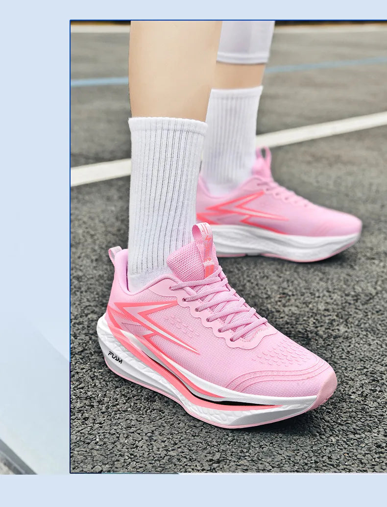 Zapatillas para correr especialidad maratón hombres deportes transpirables ligeros tablero de carbono mujeres cómodas zapatillas deportivas antideslizantes