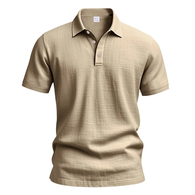 Camisa POLO de manga corta de lino y algodón de alta calidad para hombre, camisa informal holgada y cómoda, camisetas de verano con botones y cuello vuelto