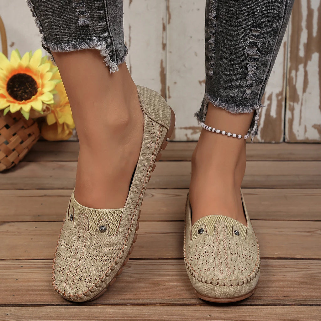 Goreyodoly, mocasines para mujer, diseño floral hueco, zapatos planos sin cordones, transpirables, ligeros, informales, para caminar, suaves y antideslizantes