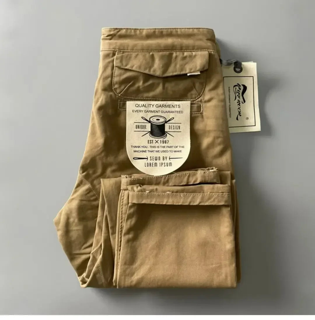 Pantalones Cargo resistentes de algodón puro de estilo americano para hombres, calzado informal de pierna recta holgada antisuciedad y antidesgaste