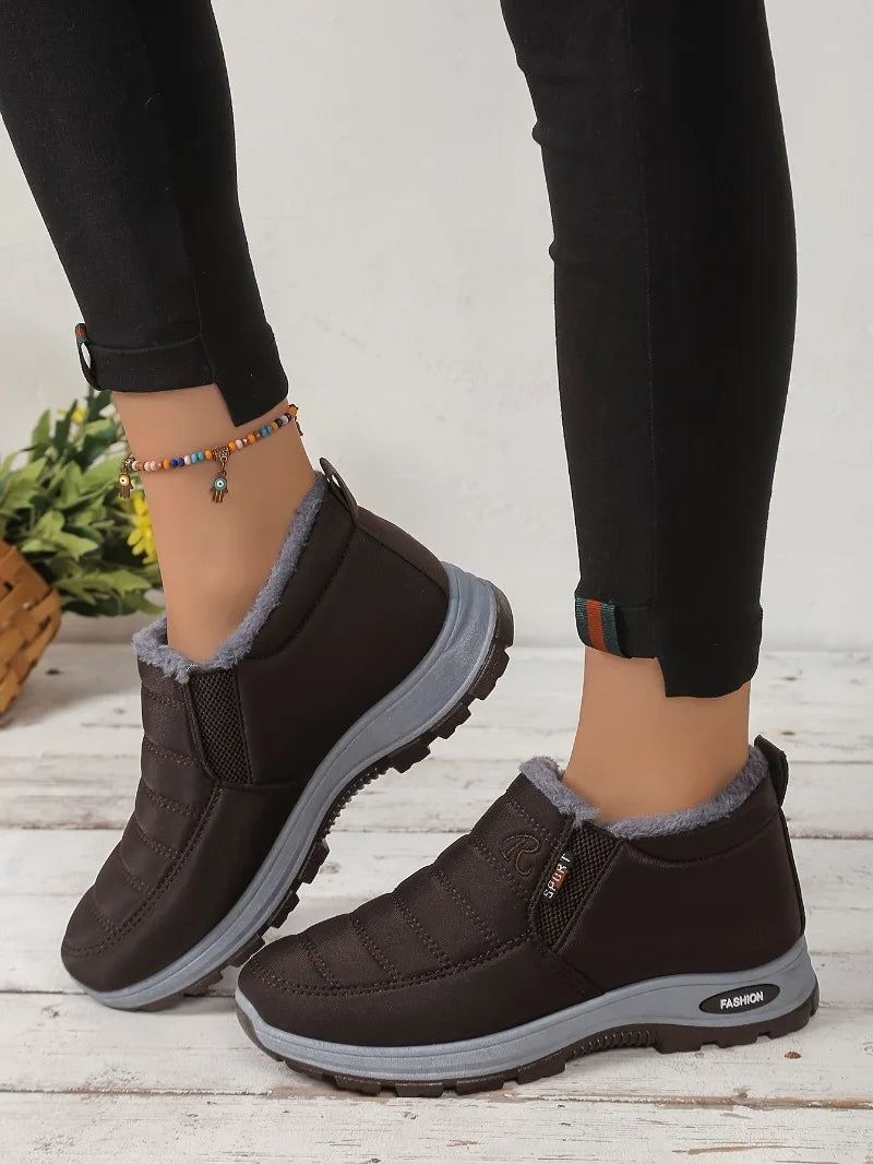 Botas de algodón de talla grande para mujer, botas de algodón cálidas y resistentes al frío, botas de nieve altas con forro polar grueso