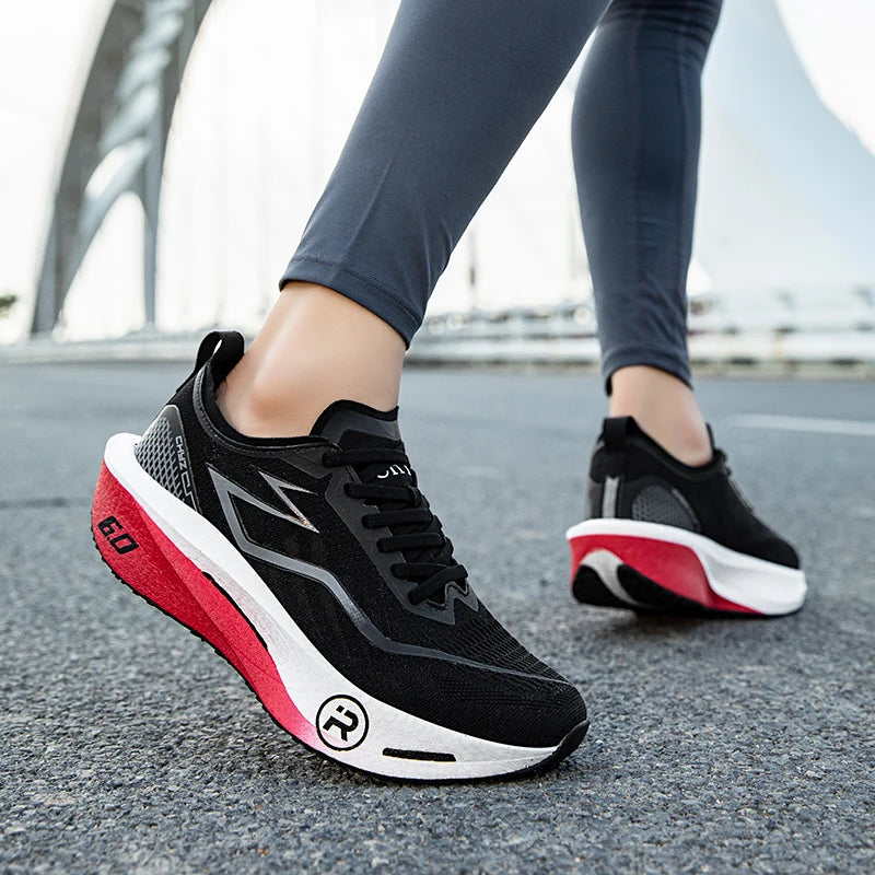 Zapatillas para correr para hombre, zapatillas deportivas para maratón con placa de carbono, transpirables, ligeras, cómodas, antideslizantes, deportivas especiales para mujer