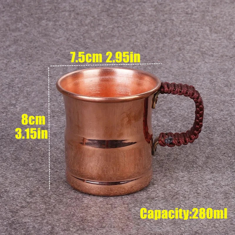 Taza de leche y cerveza de cobre puro hecha a mano, mango tejido, mula de agua de Moscú engrosada, taza de desayuno de 400 ml, vajilla para beber de Moscú