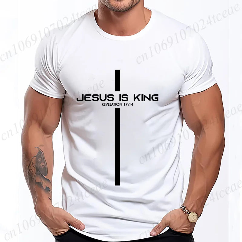 Camiseta para hombre con estampado de Jesús es rey, camisetas gráficas Unisex, moda Harajuku, pantalón corto informal de calle, camisetas de manga Jesús es rey