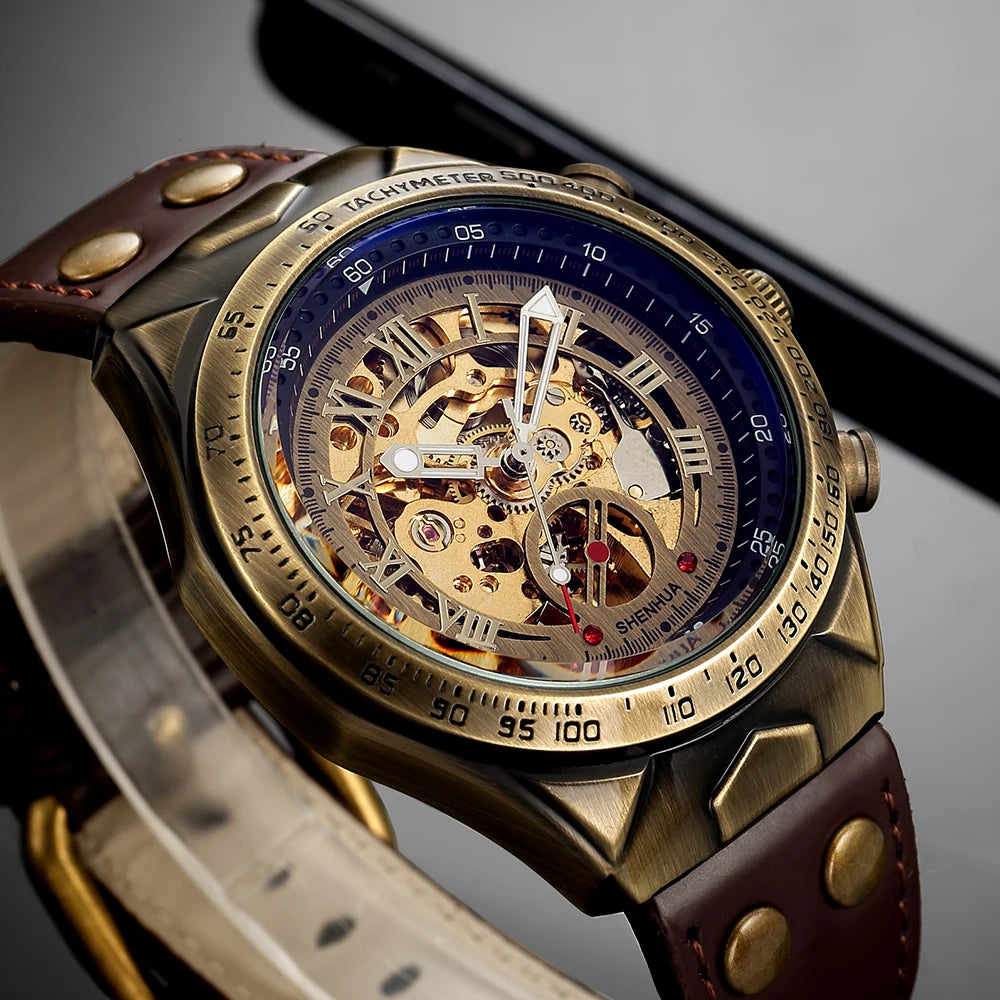 Relojes mecánicos automáticos para hombre, reloj de pulsera con esqueleto de Tourbillon, luminoso, de lujo