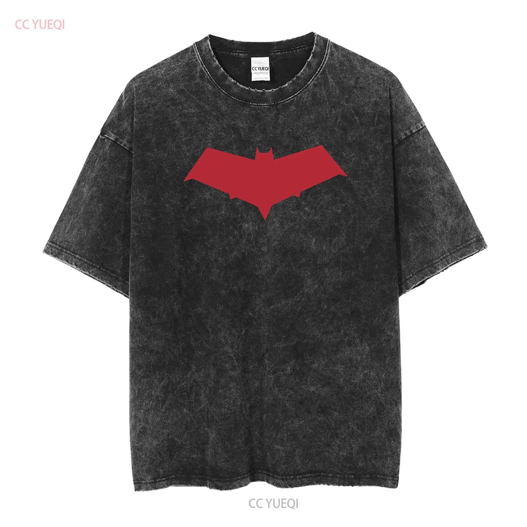 Camiseta con símbolo de capucha roja Jason Todd, camiseta negra de manga larga o corta, vintage, lavada, Unisex, moda para hombre, informal ligeramente transpirable