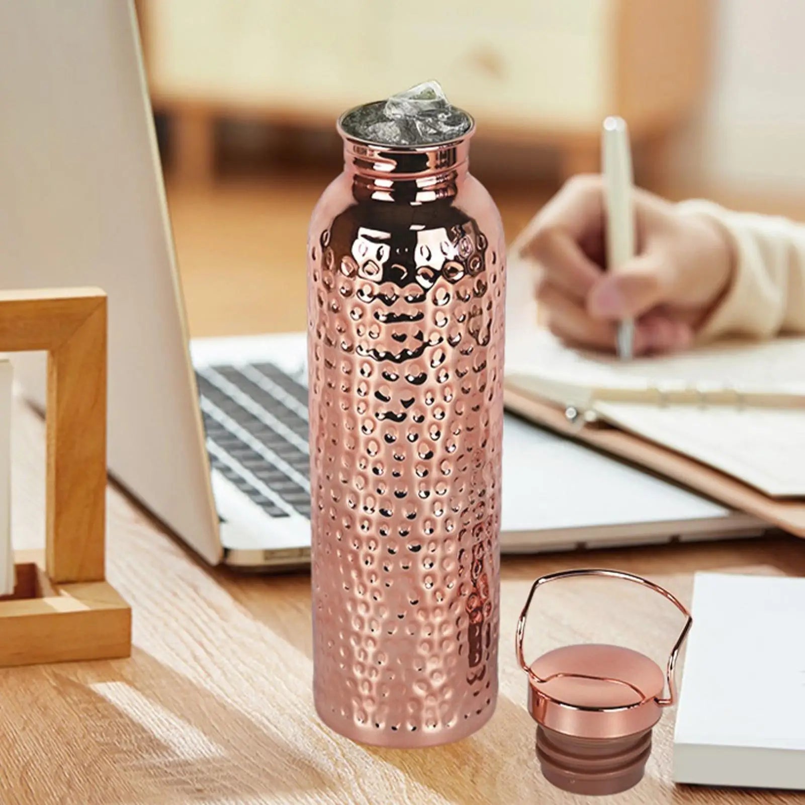 Botella de Agua de Acero Inoxidable 304 de 800 ml con Recubrimiento de Cobre Electroplacado   Vasos Térmicos   Botella con Diseño Martillado    para acampar y hacer senderismo