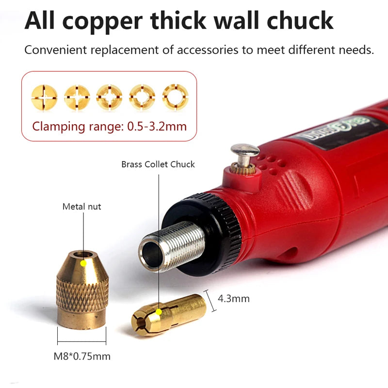 Mini taladro inalámbrico de 3,7 V, pluma de pulido y grabado, Kit de herramientas rotativas inalámbricas USB, pluma de grabado para carpintería, herramientas Dremel DIY 16000r