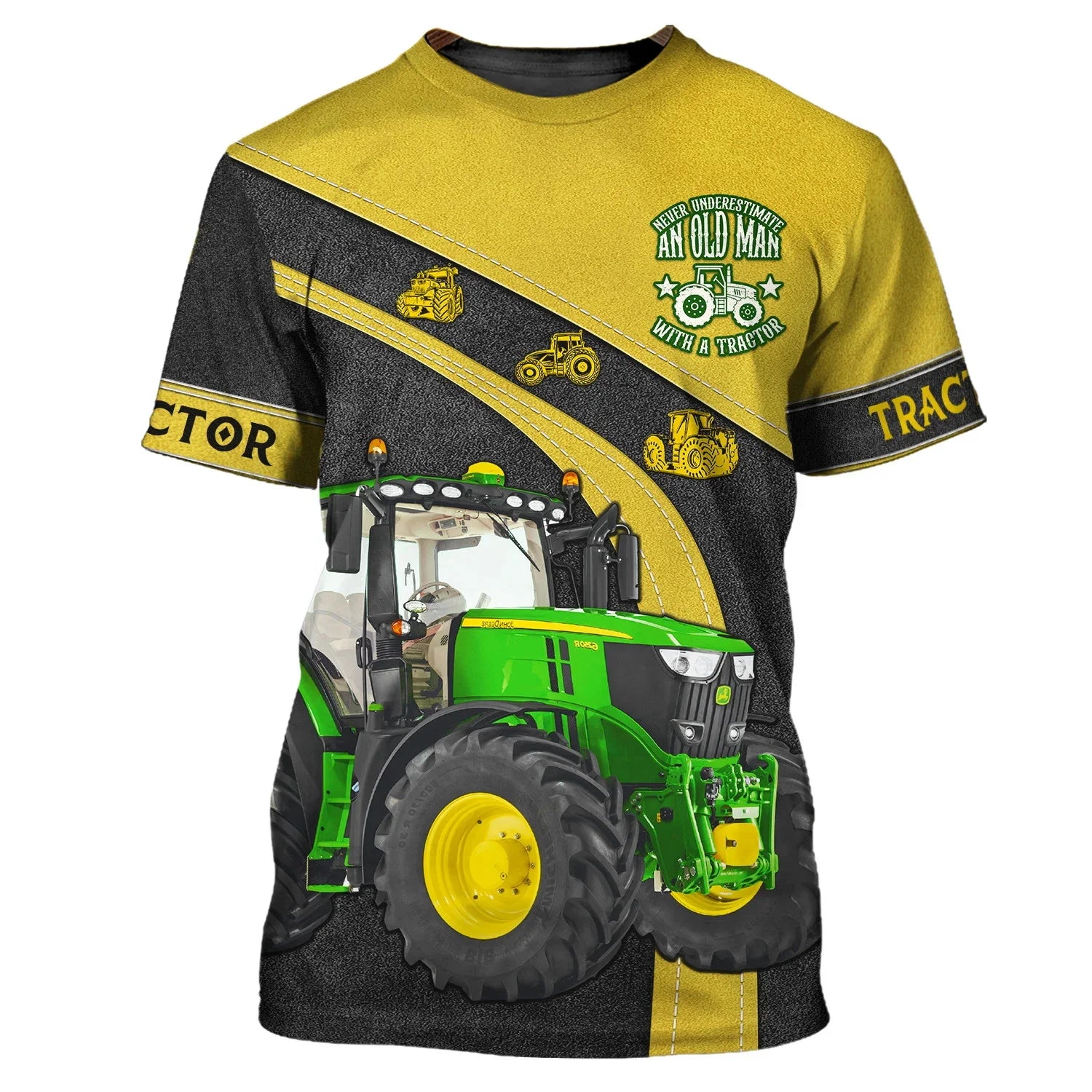 Camiseta con patrón de Tractor de granja para hombre, Top de manga corta con cuello redondo, tendencia de conductor de camión, secado rápido, gran oferta, Verano