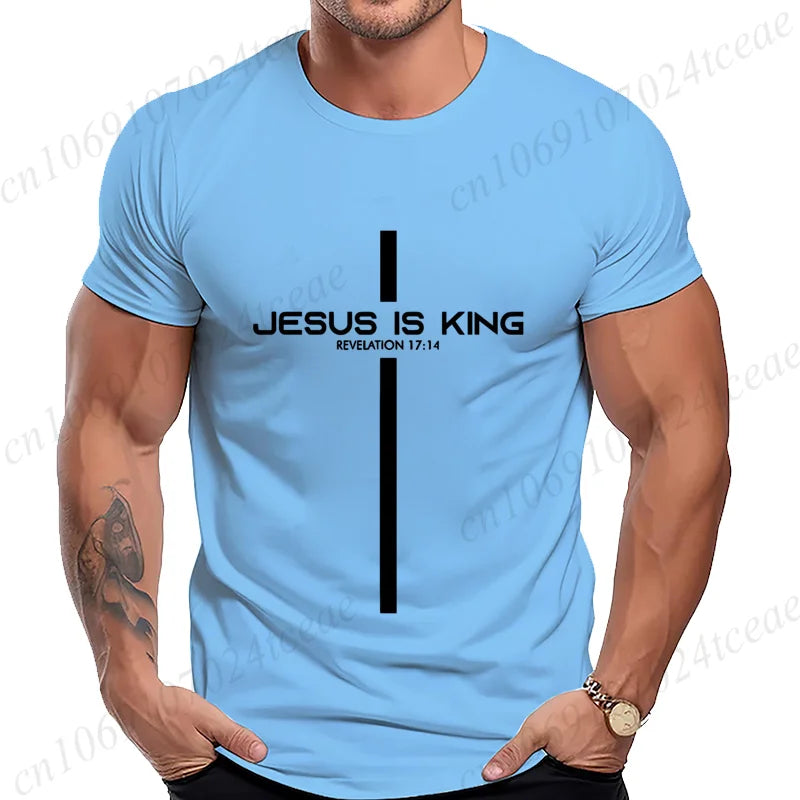 Camiseta para hombre con estampado de Jesús es rey, camisetas gráficas Unisex, moda Harajuku, pantalón corto informal de calle, camisetas de manga Jesús es rey