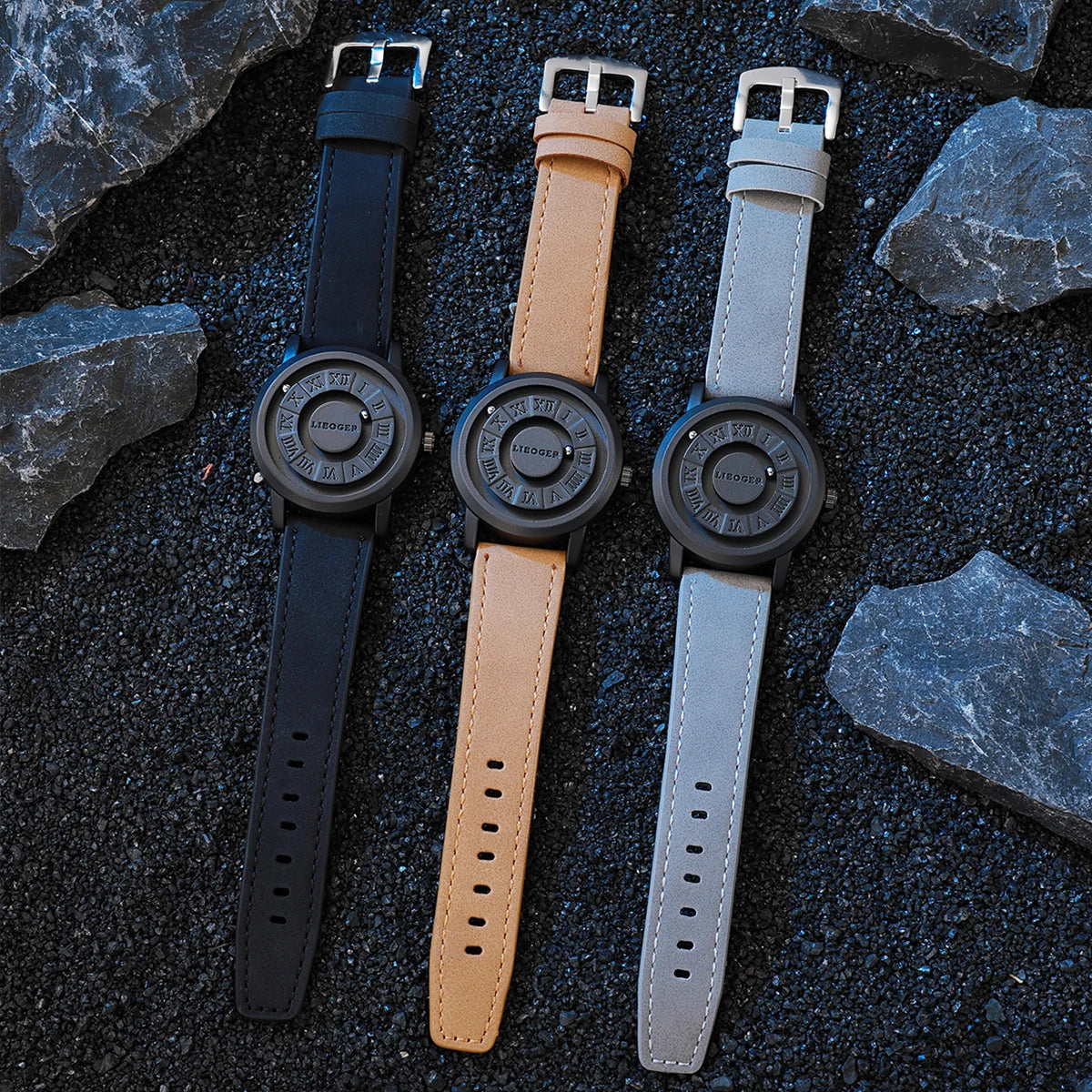 Relojes deportivos con suspensión magnética para hombre, relojes de pulsera de cuarzo informales para hombre, reloj Masculino (sin caja)