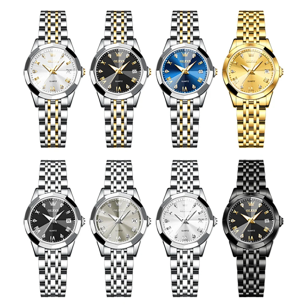 Reloj de Pulsera OLEVS 9931 para Mujer, Elegante, de Primera Marca, con Espejo en Forma de Rombo, Cuarzo Original, Diamantes, Acero Inoxidable, a la Moda, Resistente al Agua