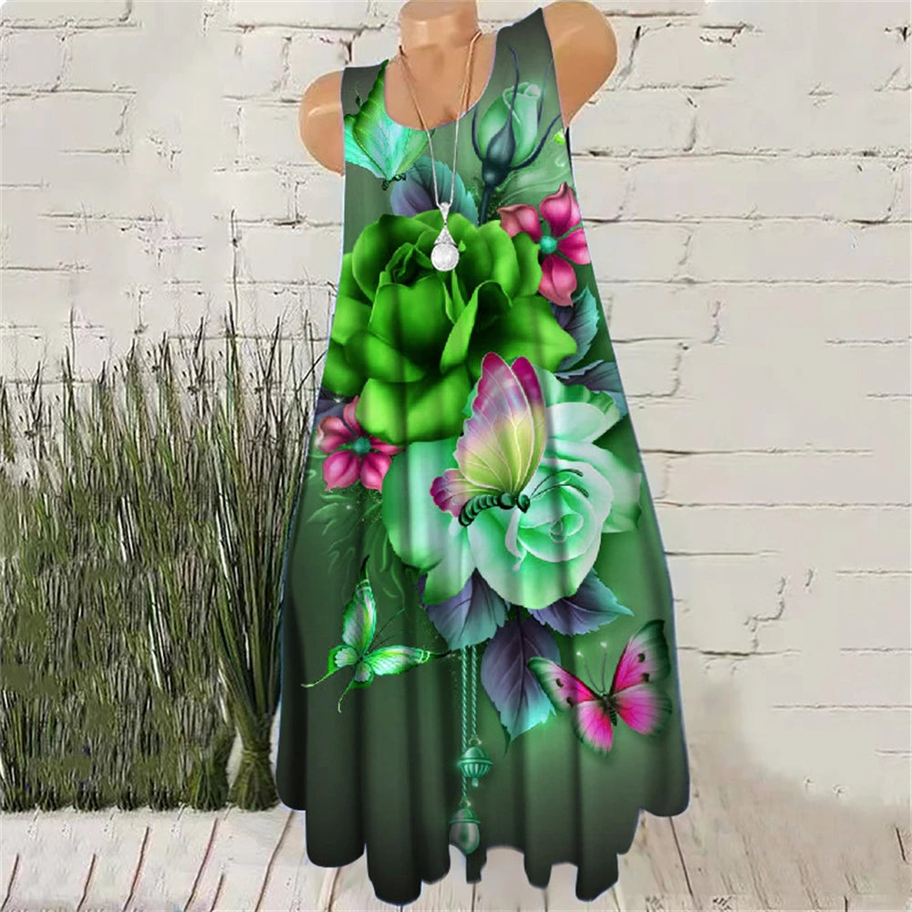 Vestidos Mini de Mujer con Estampado Tie-Dye, Vestidos de Verano sin Mangas con Estampado 3D, Estilo Vintage, Vestido Casual para Damas, Talla Grande 3XL