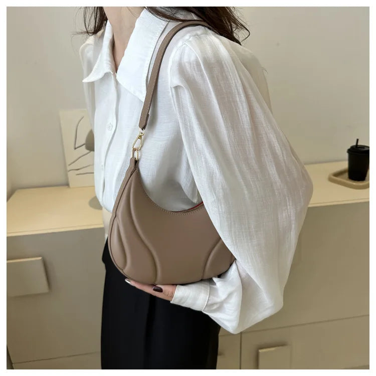 Elegante bolso de axila de cuero de Pu en relieve para mujer, bolso de hombro, bolso de mano de moda, bolso cruzado versátil para ir al trabajo