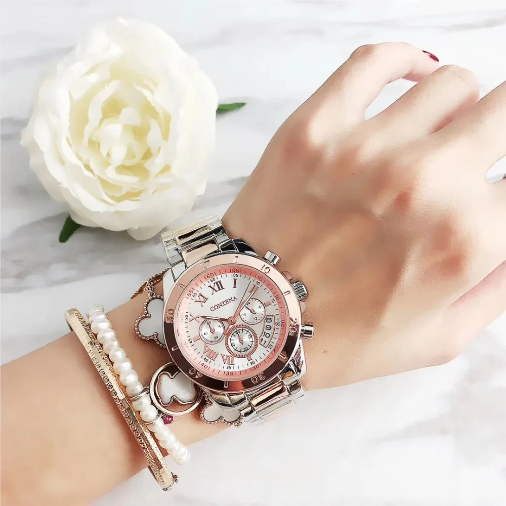 CONTENA Top Brand Luxury Watches for Women Fashion Creative Steel Bracelet Women's Watches Ladies Quartz Watch Reloj Mujer
