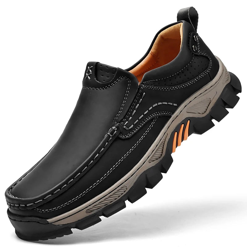 Mocasines de cuero de estilo Retro para hombre, zapatos informales cómodos, calzado transpirable para conducir, mocasines, calzado para viajes, escalar y acampar