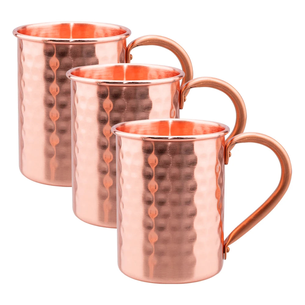 Taza de cobre puro Vintage de 400ml, textura de martillo engrosada, taza de café con leche para desayuno de cobre 100%, vaso de té hecho a mano