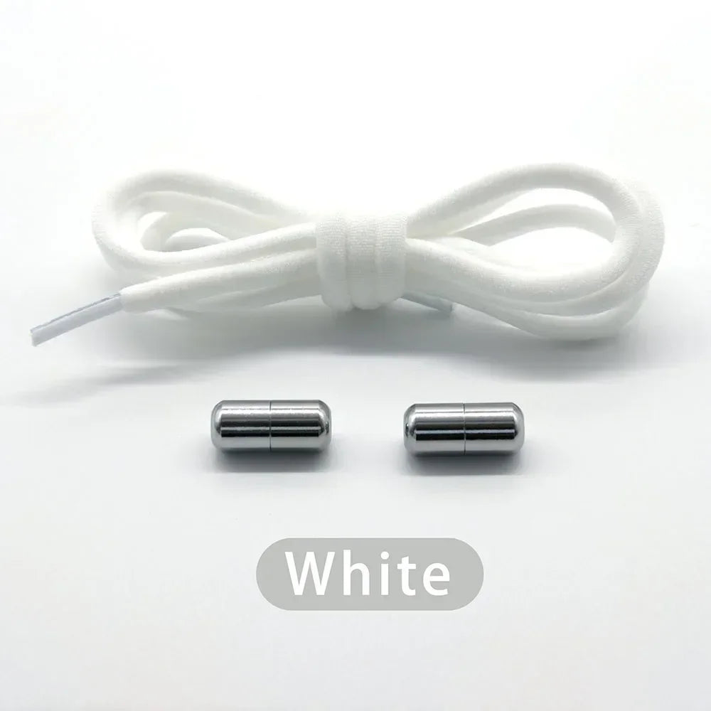Cordones elásticos sin atar, cordones semicirculares para zapatillas de deporte para niños y adultos, cordones de bloqueo de Metal para perezosos rápidos, cuerdas para zapatos