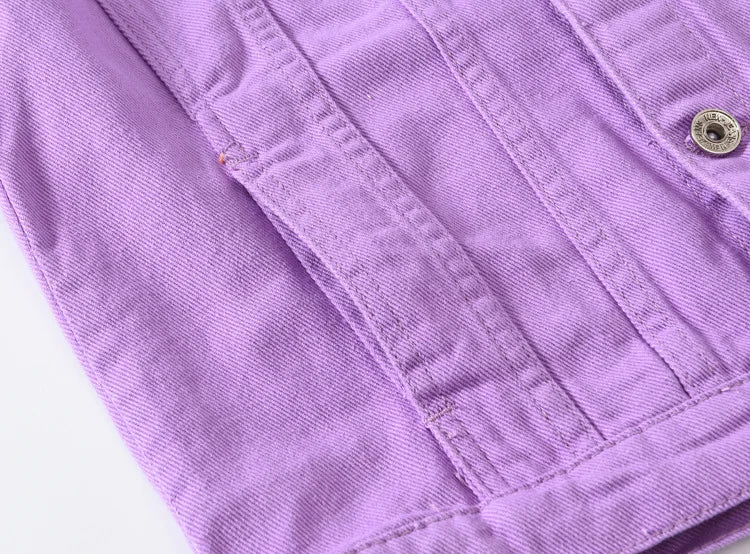 Nuevas Chaquetas Vaqueras Moradas de Moda para Hombre con Agujeros, Abrigos de Mezclilla Sólidos para Primavera y Otoño, Chaquetas Vaqueras Casuales de Algodón para Hombre, Tallas hasta 5XL