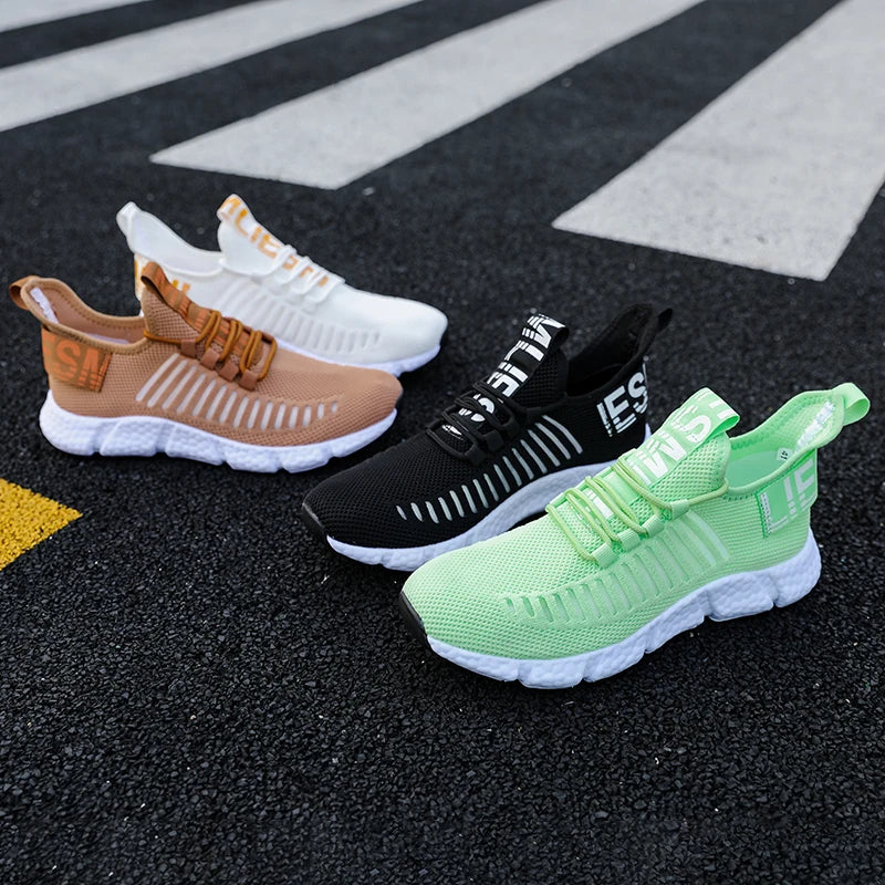 Zapatillas de tenis informales de malla para hombre, zapatos vulcanizados transpirables, suela suave, ligeros, al aire libre para senderismo, cómodos para correr, Verano