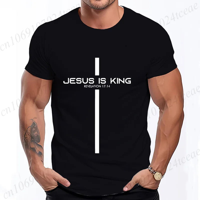Camiseta para hombre con estampado de Jesús es rey, camisetas gráficas Unisex, moda Harajuku, pantalón corto informal de calle, camisetas de manga Jesús es rey