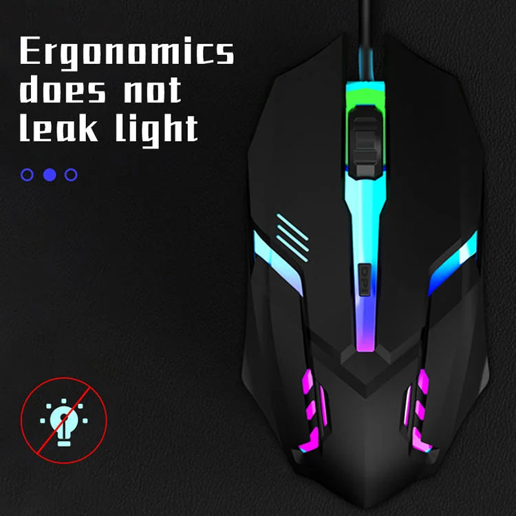 Mouse Gamer USB con Luz RGB – 1600 DPI, 4 Botones Programables, Cable 1.2m