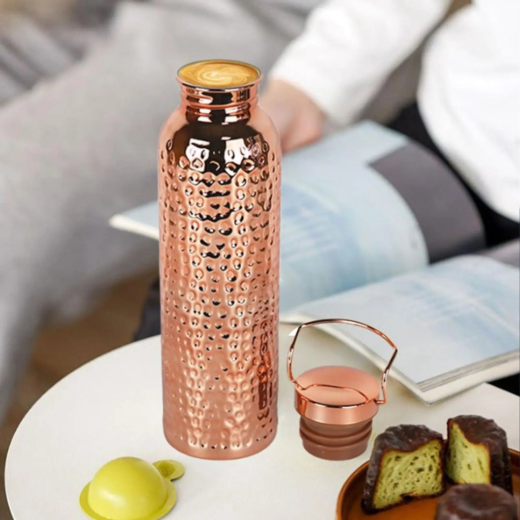 Botella de Agua de Acero Inoxidable 304 de 800 ml con Recubrimiento de Cobre Electroplacado   Vasos Térmicos   Botella con Diseño Martillado    para acampar y hacer senderismo