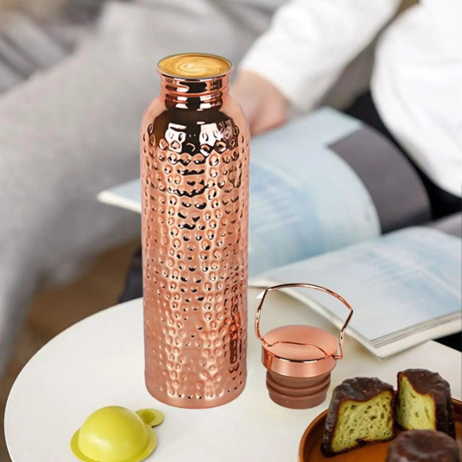 Botella de Agua de Acero Inoxidable 304 de 800 ml con Recubrimiento de Cobre Electroplacado   Vasos Térmicos   Botella con Diseño Martillado    para acampar y hacer senderismo