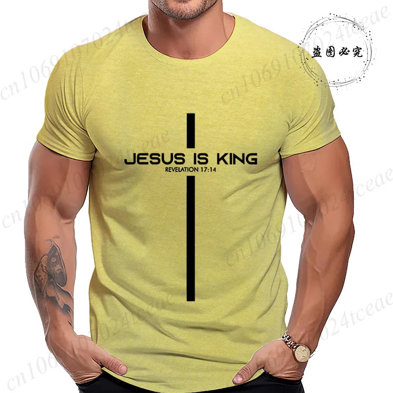 Camiseta para hombre con estampado de Jesús es rey, camisetas gráficas Unisex, moda Harajuku, pantalón corto informal de calle, camisetas de manga Jesús es rey
