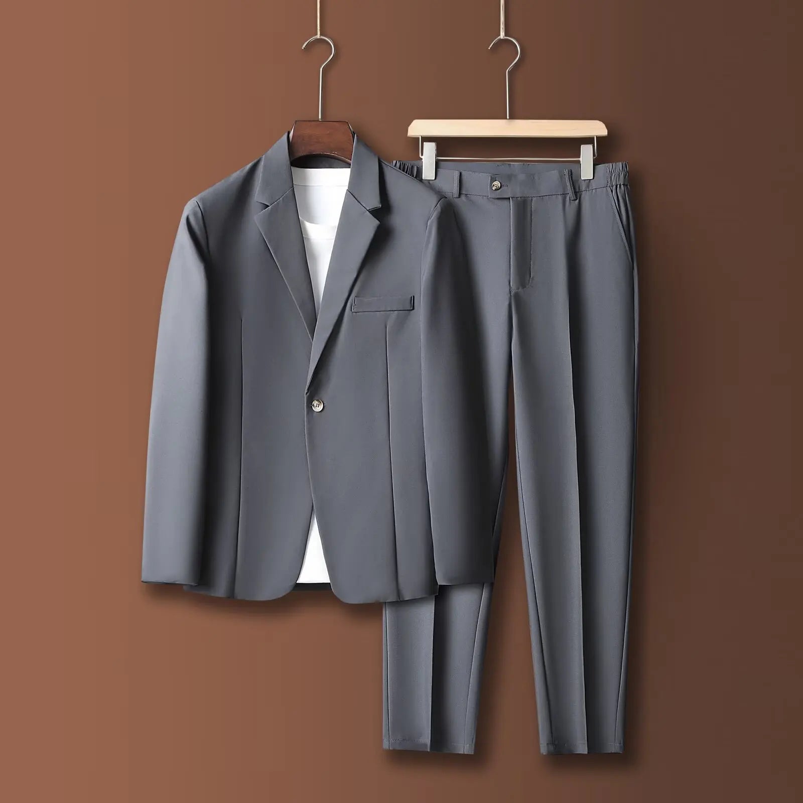 Chaqueta de traje informal para hombre, estilo coreano, holgada, a la moda, con un solo pecho y hombros, primavera y otoño, elegante