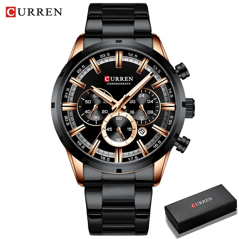 Reloj de pulsera CURREN de Cuero militar de lujo de la mejor marca, relojes deportivos informales para hombres, reloj de pulsera azul para hombre, reloj de pulsera cronógrafo de moda