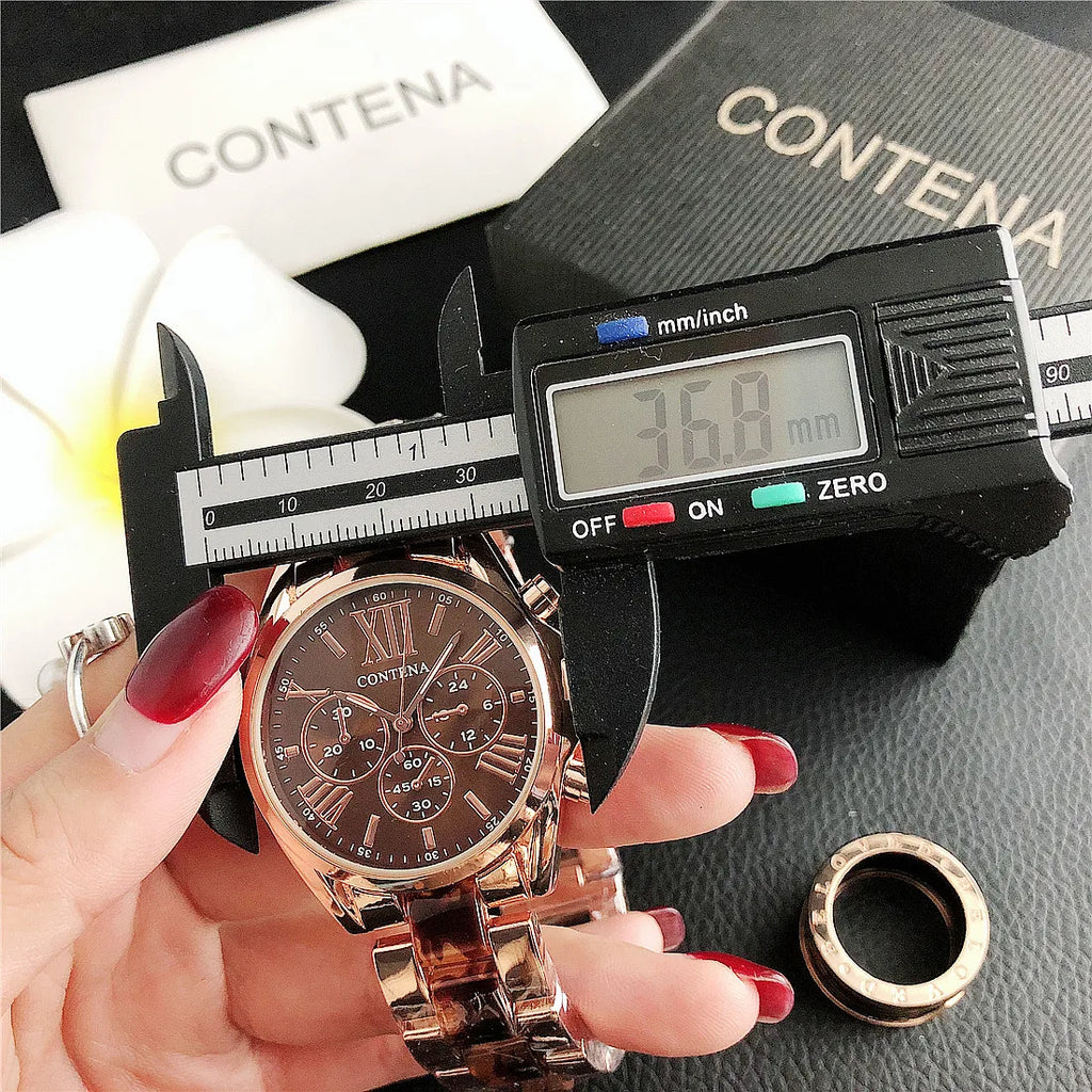 CONTENA, relojes de lujo de la mejor marca para Mujer, pulsera de acero creativa a la moda, relojes para Mujer, Reloj de cuarzo para Mujer, Reloj para Mujer