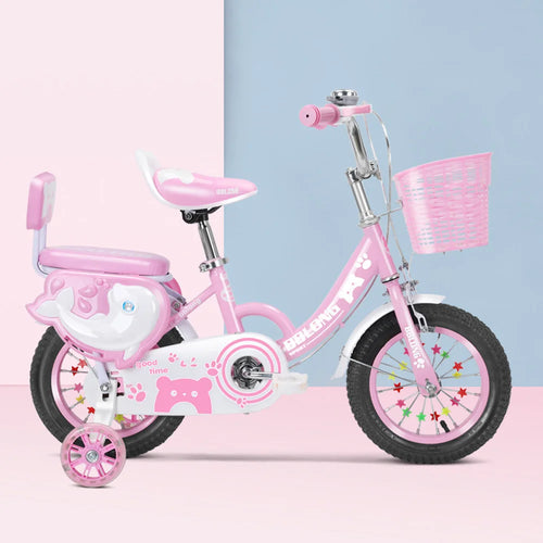 Bicycle for children from 12 to 20 inches, with training wheels, protective net, Fash Wheel