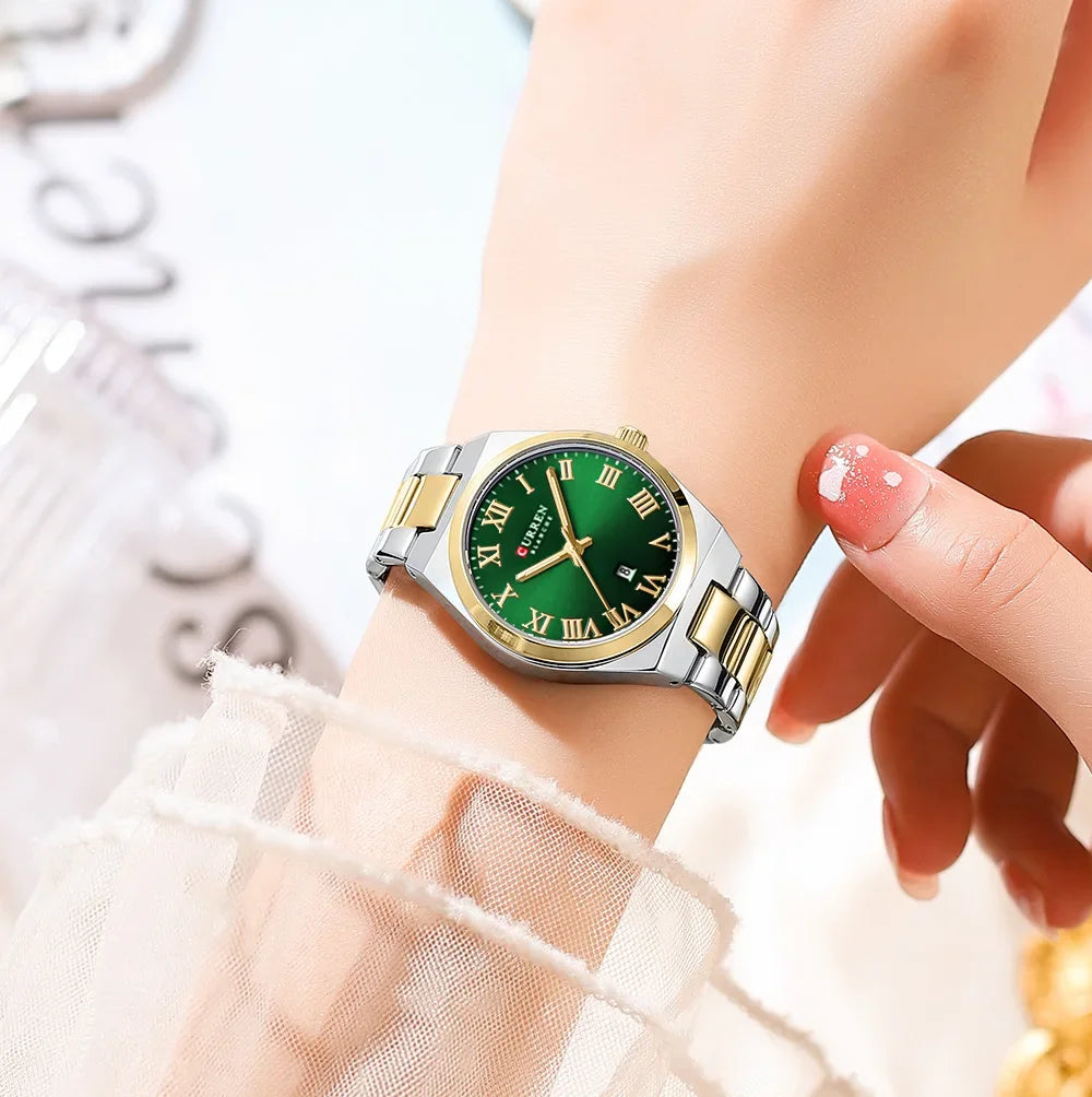 Reloj CURREN para mujer, relojes para mujer, relojes para mujer, vestido de moda resistente al agua, pulsera de acero inoxidable, relojes analógicos con fecha