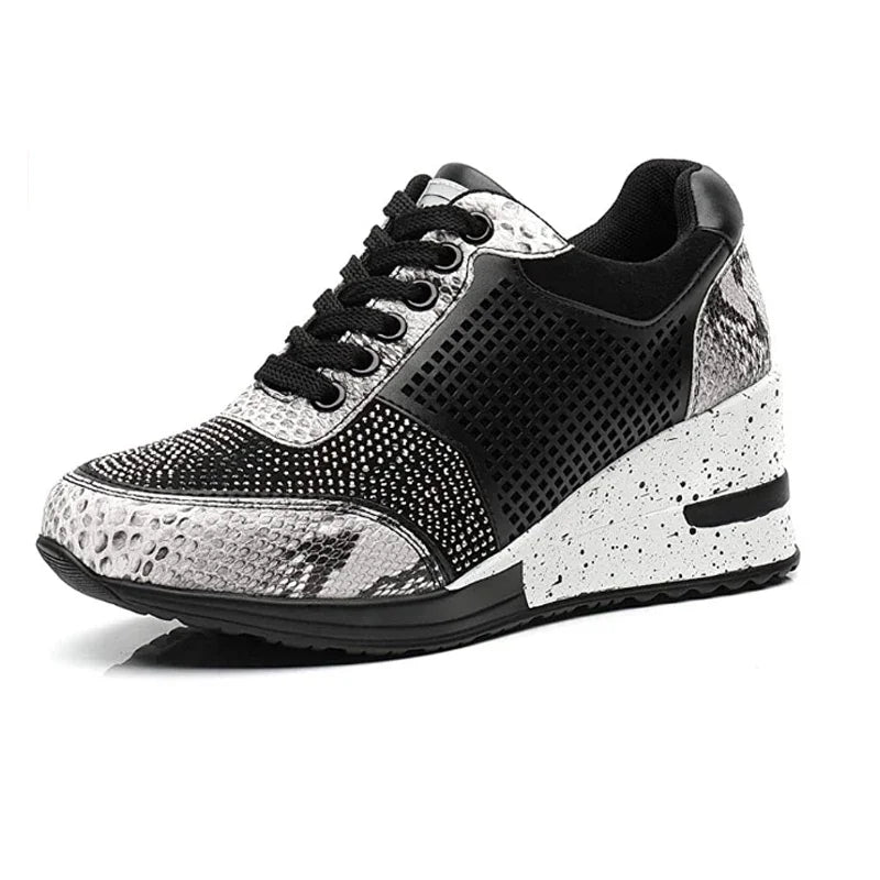 Zapatos vulcanizados para mujer con aumento de altura, zapatos ligeros y transpirables para caminar, zapatos de plataforma para mujer, zapatillas de deporte con cuña hechas a mano