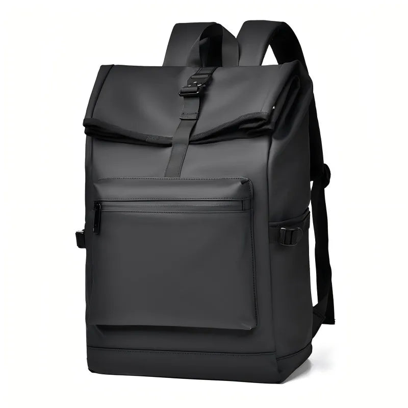 Mochila de gran capacidad: elegante bolso de viaje y viajero negro sólido con correas ajustables, múltiples compartimentos, mochila de viaje