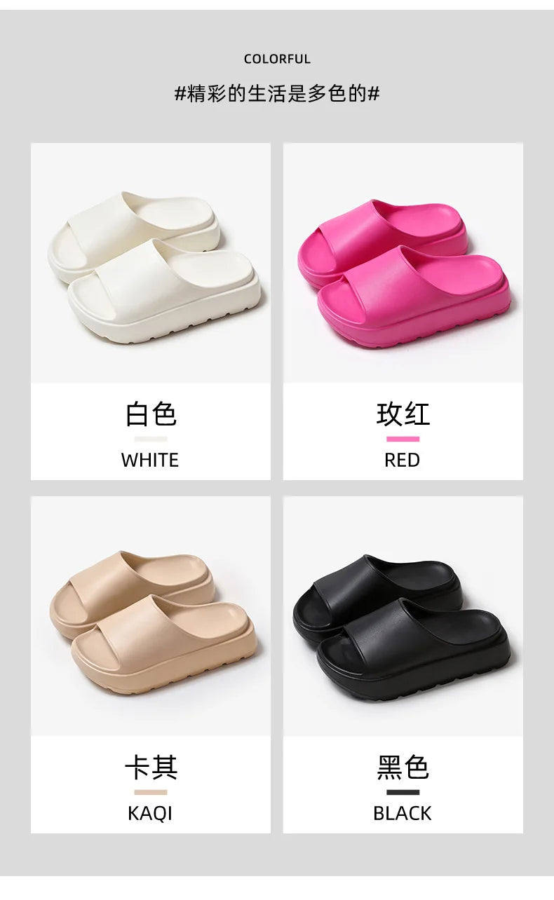 Comwarm, zapatillas de plataforma para mujer, sandalias suaves de suela gruesa de EVA, zapatillas de tacón plano de fondo alto a la moda, chanclas informales antideslizantes para casa