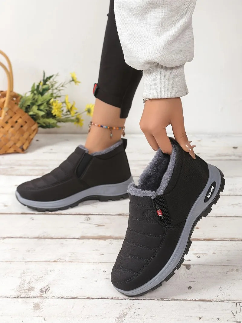Botas de algodón de talla grande para mujer, botas de algodón cálidas y resistentes al frío, botas de nieve altas con forro polar grueso