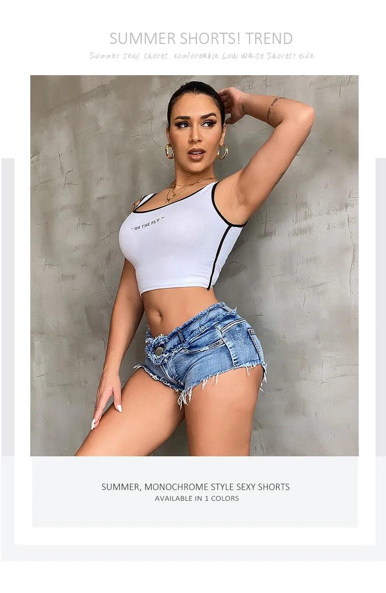 Pantalones Cortos elásticos con agujeros para Mujer, Vaqueros sexys De cintura baja, ropa De verano, 2022